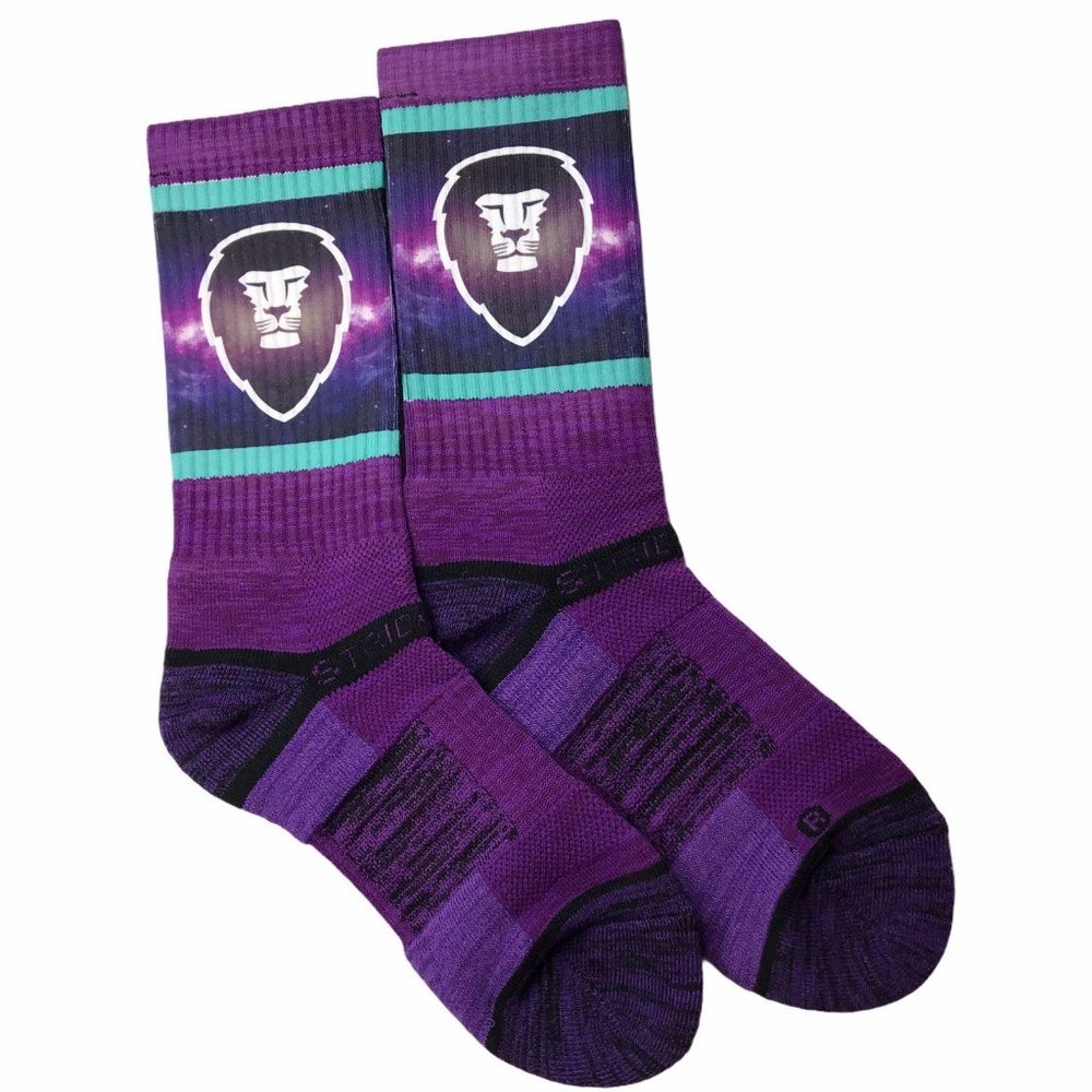 Stridline Stride Line Socks Purple Lion Face Adult